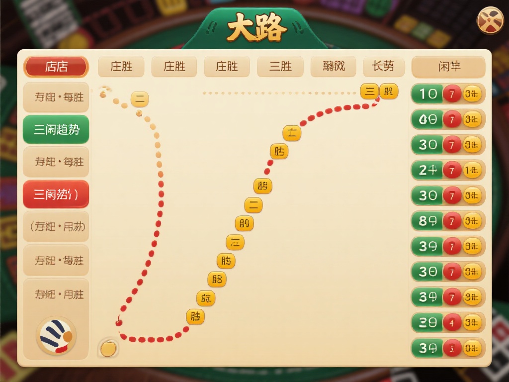 大路：&nbsp;大路主要用于记录每场游戏的结果，并以直观的