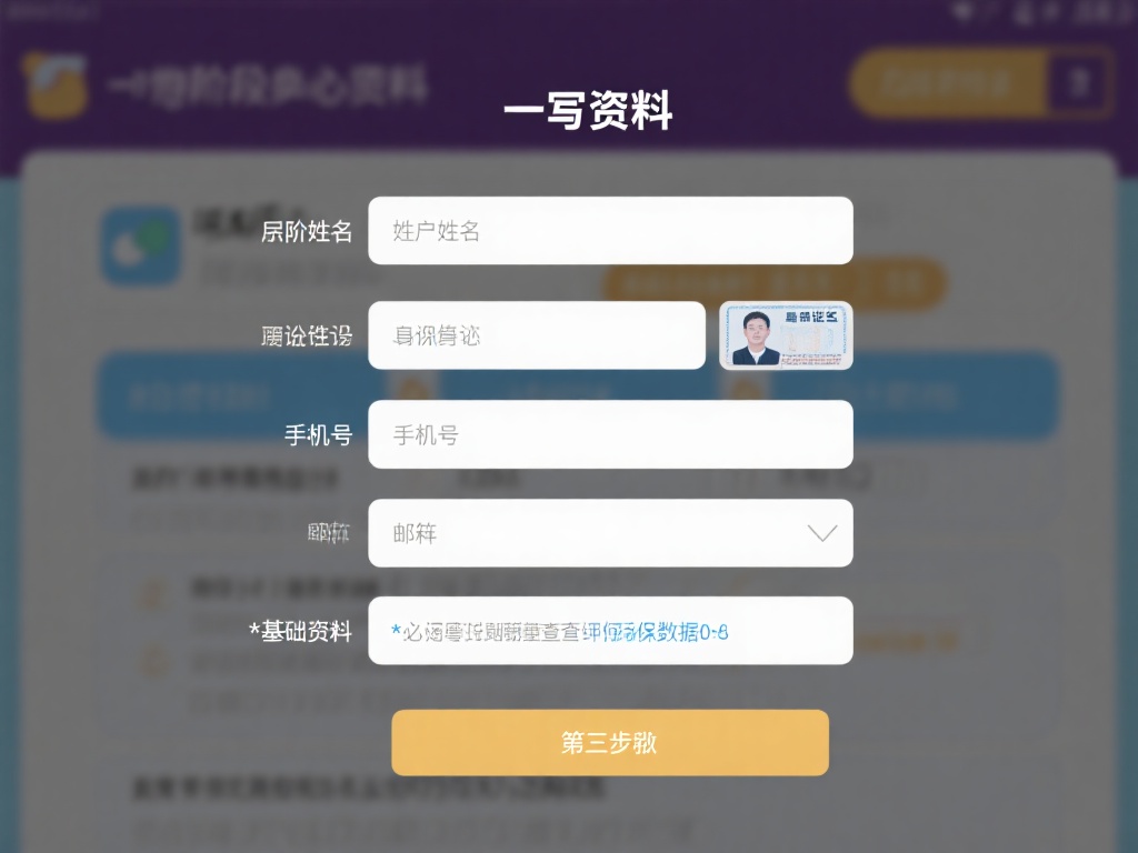 第三步：填写资料。
此阶段需输入您的姓名、身份证